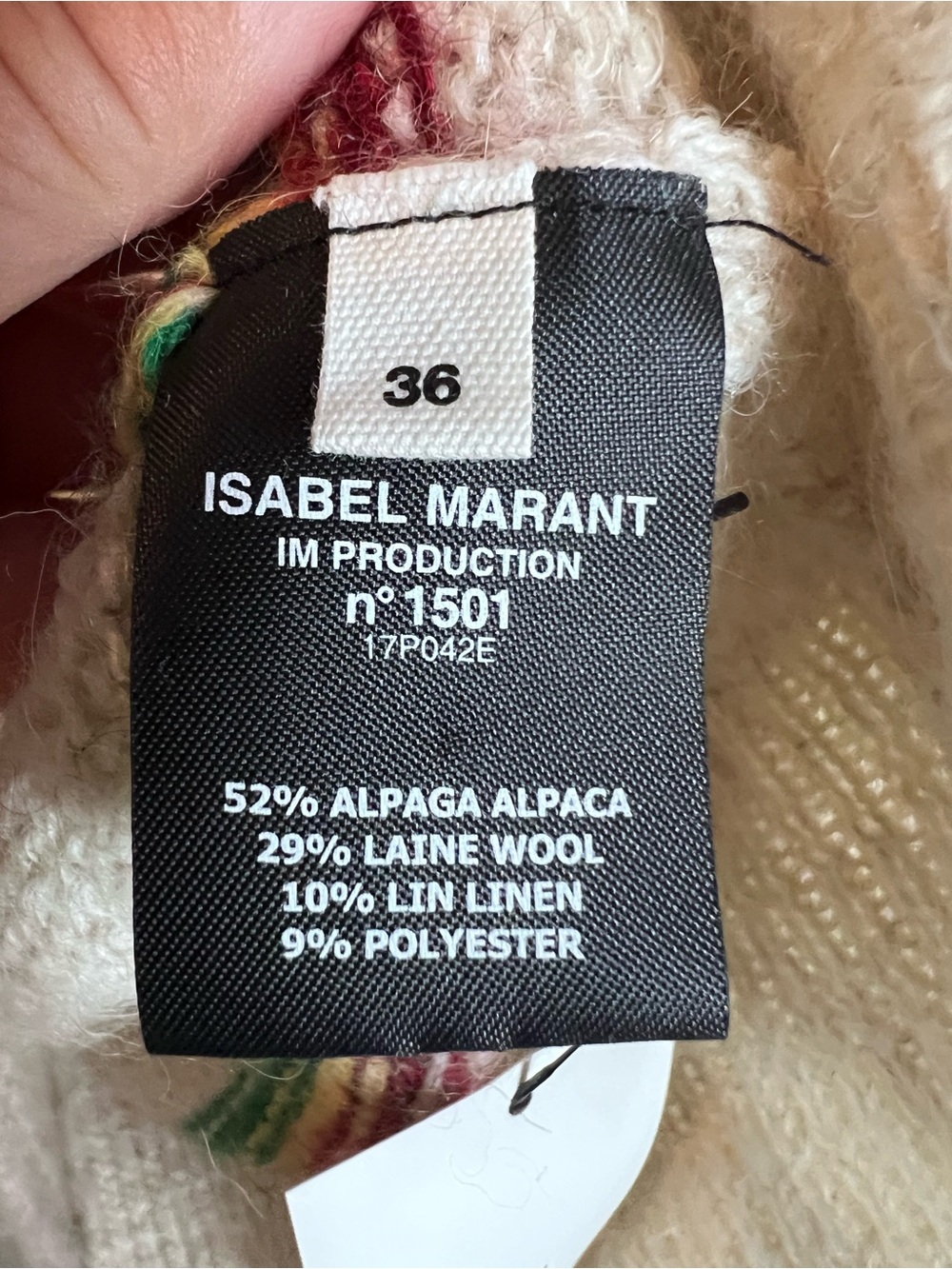 ISABEL MARANT ETOILE Cream Striped Alpaca/Wool Crewneck Sweater, 36/US S - Picture 11 of 13